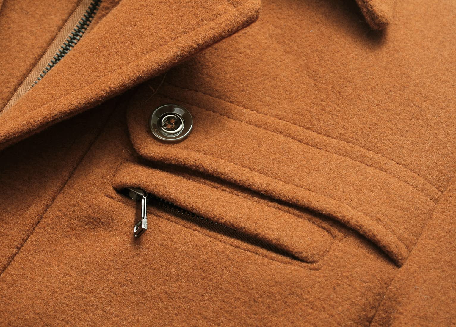 chouyatou Men's Winter Stylish Wool Blend Single Breasted Military Peacoat (Medium, Brown)