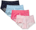 Amazon Essentials Women's 4-Pack Lace Stretch Hipster Panty Underwear, Blue & Pink, M