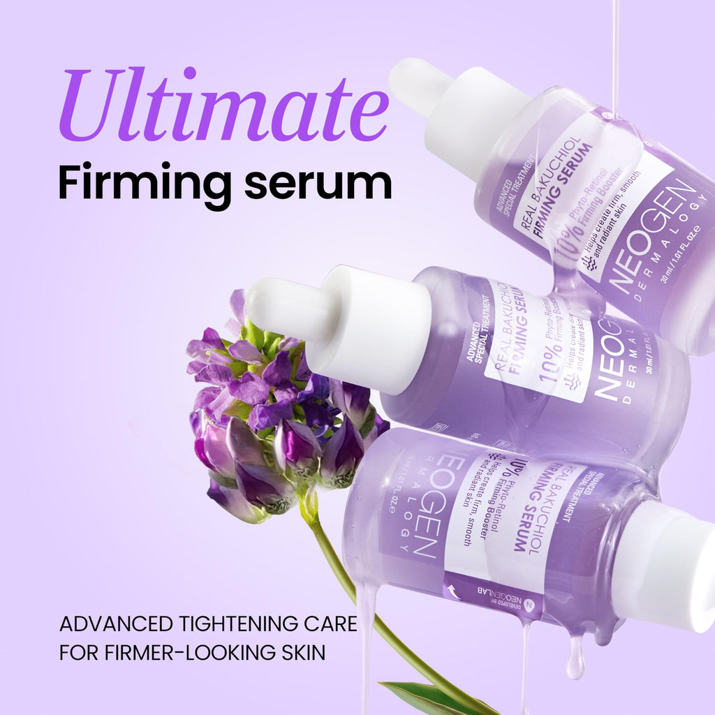 NEOGENDERMALOGY Real Bakuchiol Firming Serum 1.01 Fl Oz (30ml) - Natural Retinol Alternative for Sensitive skin, Day & Night Facial Serum Firms & Minimizes Fine Lines - Korean Skin Care