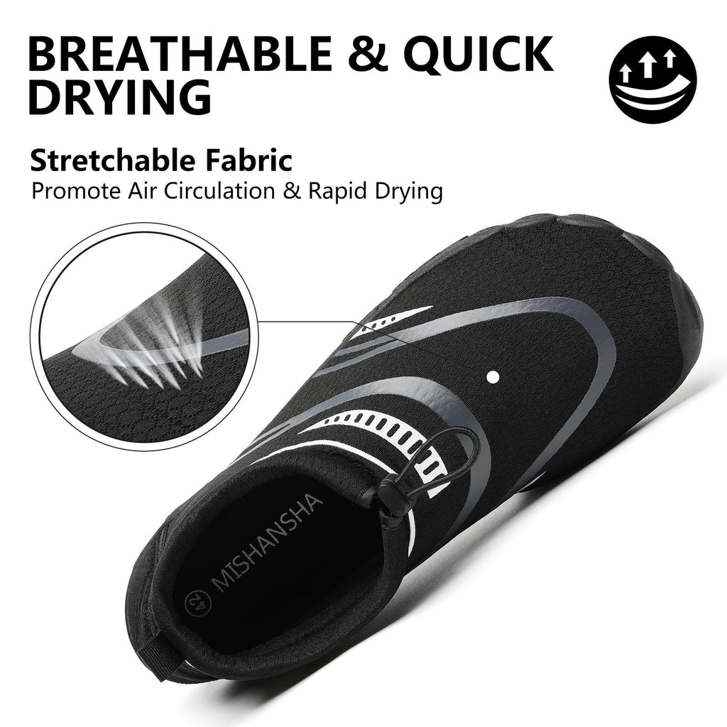 Mishansha Barefoot Shoes for Men Lightweight Water Shoes Men Quick Dry Swim Aqua Five Toe Beach Shoes Coal Black-E0153 13.5 Women/11.5 Men