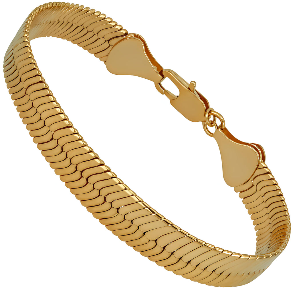 LIFETIME JEWELRY Luxury 24k Real Gold Plated Bracelet Herringbone Bracelet Women Bracelet or Mens Bracelet (7, 11mm)