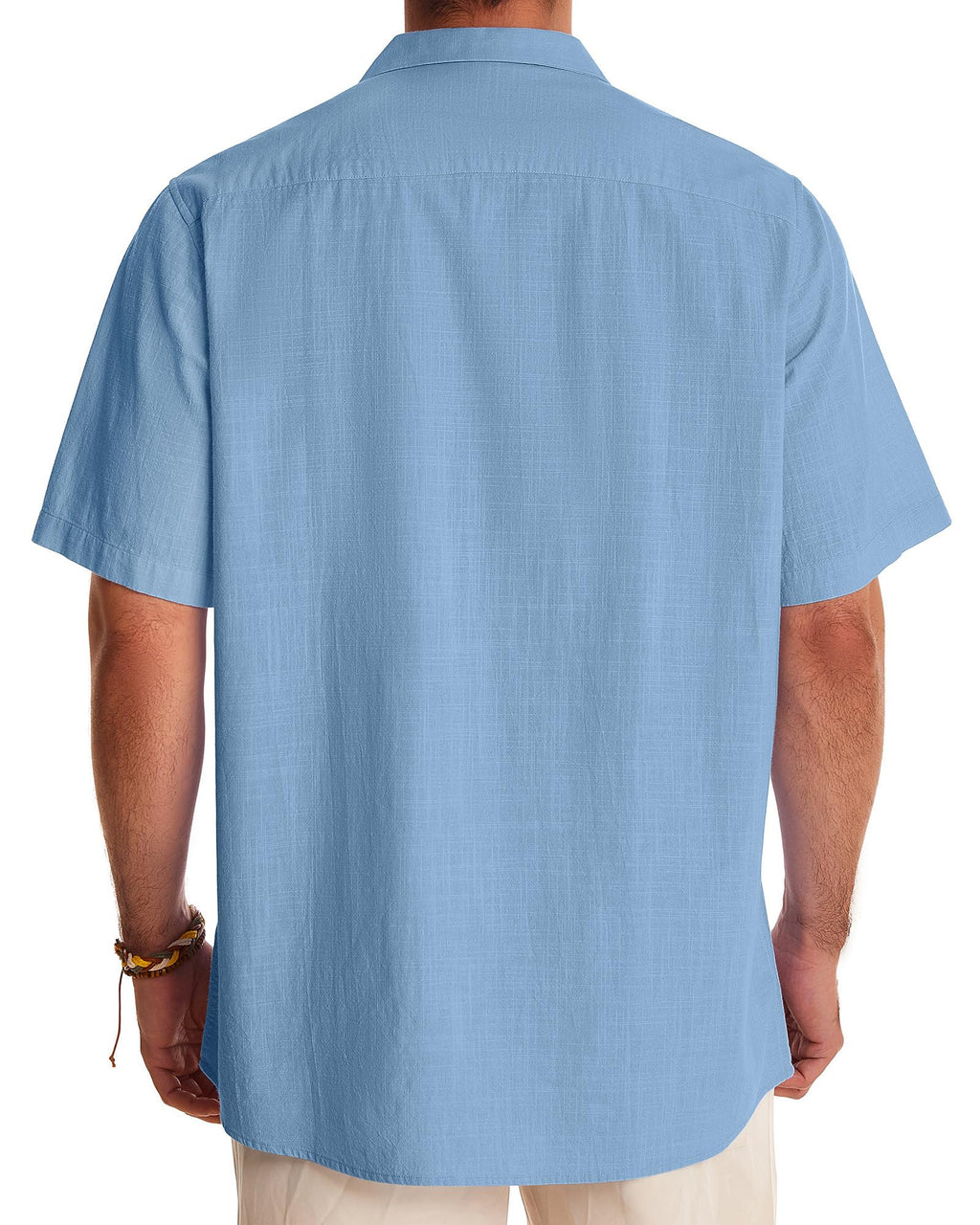 Alimens & Gentle Mens Summer Shirts Short Sleeve Button Down Linen Shirts Cotton Summer Beach Cuban Vacation Hawaiian Shirts