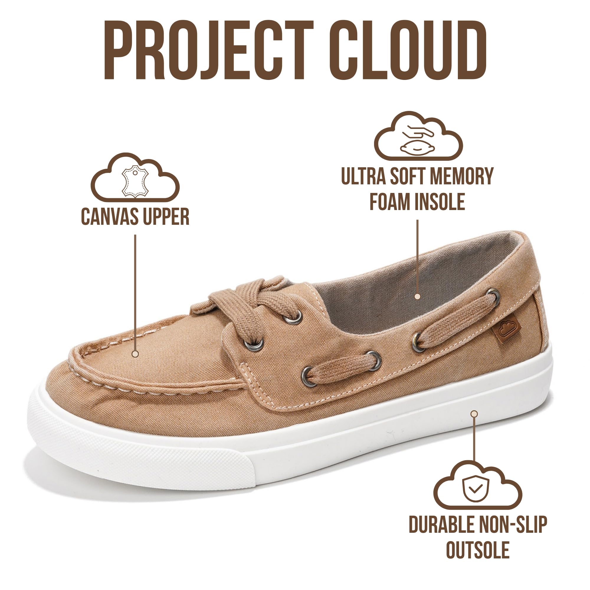 Project Cloud Canvas Sneakers for Women - Memory Foam Slip On Shoes Women Footwear - Lightweight and Non Slip Fashion Sneakers (Seasalt, TANCVS,7.5M)