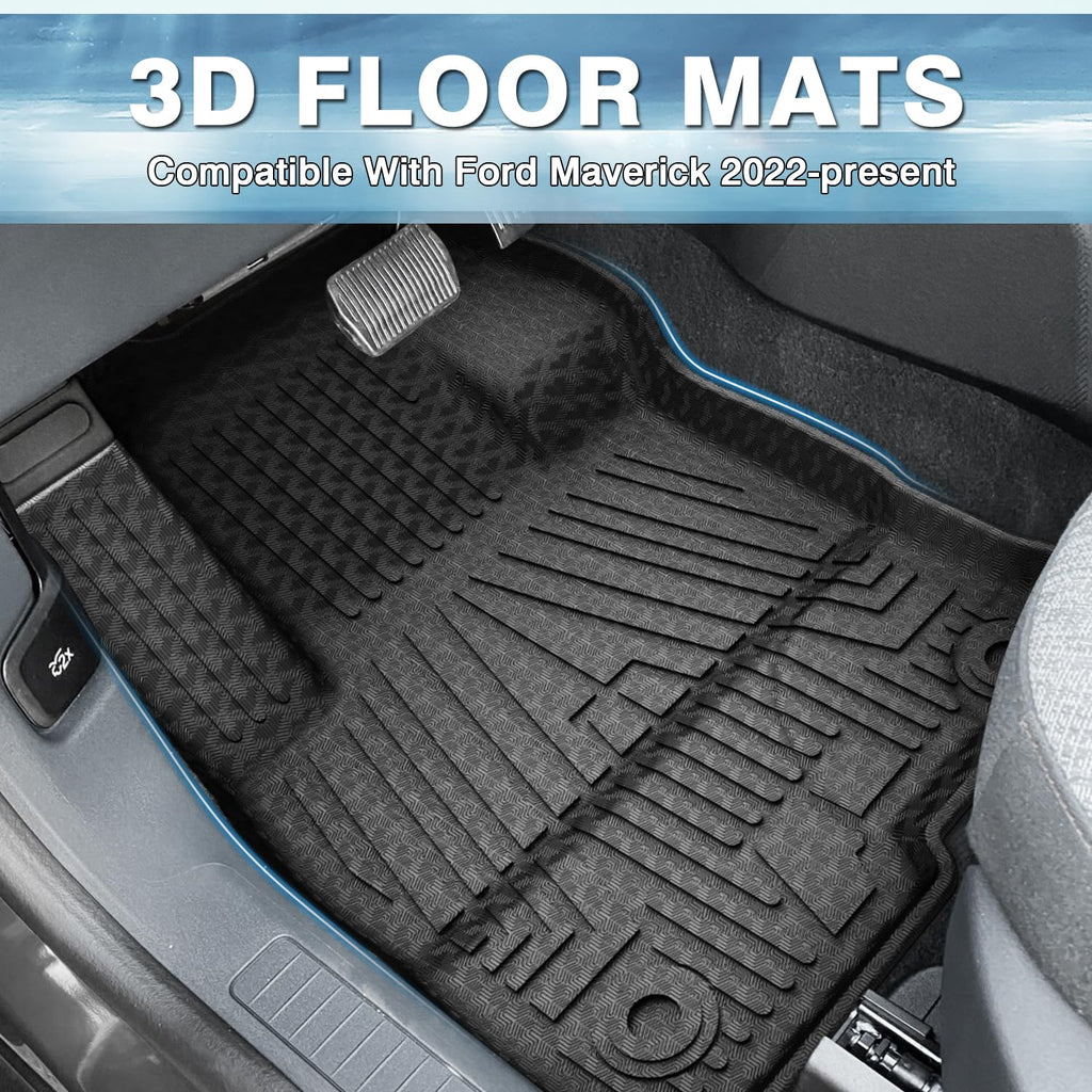 Mixsuper Custom Fit Floor Mats for Ford Maverick 2026 2025 2024 2023 2022 (Only Fits Hybrid Models) All Weather Floor Liners 1st & 2nd Row Set Black