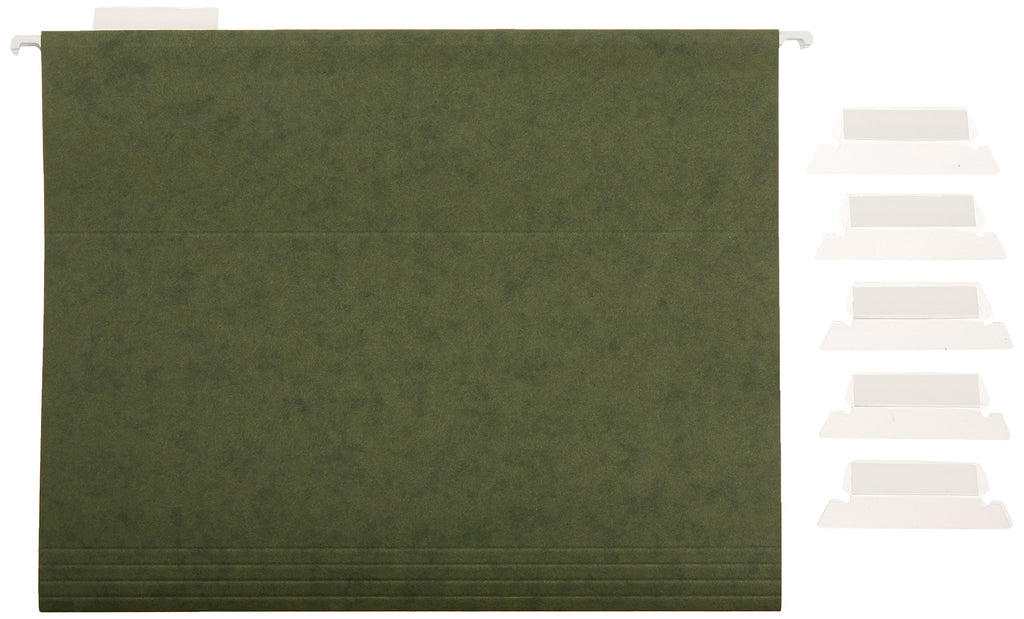 Amazon Basics Hanging Organizer File Folders for Efficient Filing, Sturdy, Adjustable Tabs, Letter Size, Pack of 25, Green