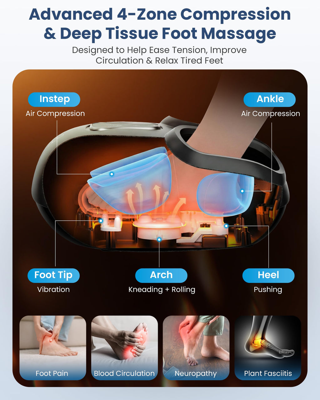 COMFIER Shiatsu Foot Massager with Heat[FSA Eligible HSA],2026 Upgraded Feet Massager Machine for Plantar Fasciitis,Neuropathy Pain with Vibration,Compression, 13In, Gifts for Women Men