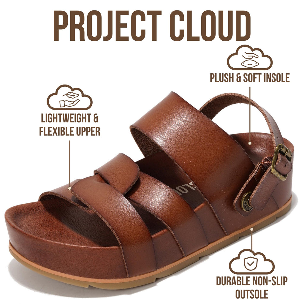Project Cloud Platform Sandals Women – Strappy Wedges with Comfortable Plush & Soft Insole – Lightweight & Non Slip Platform Sandals for Women 2026 (Proud,CLAY,7)