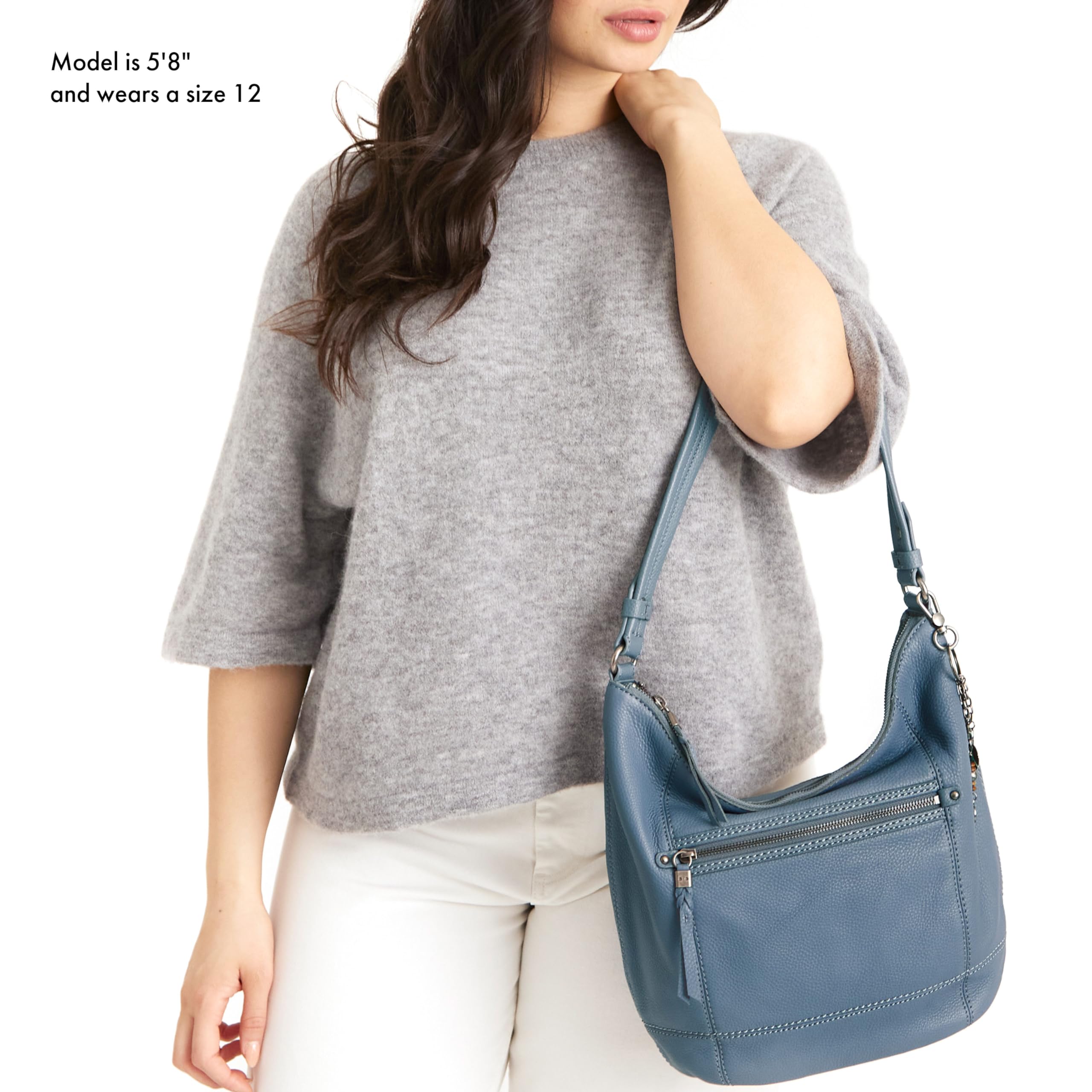 The Sak Sequoia Hobo Bag in Leather, Single Shoulder Strap, Maritime