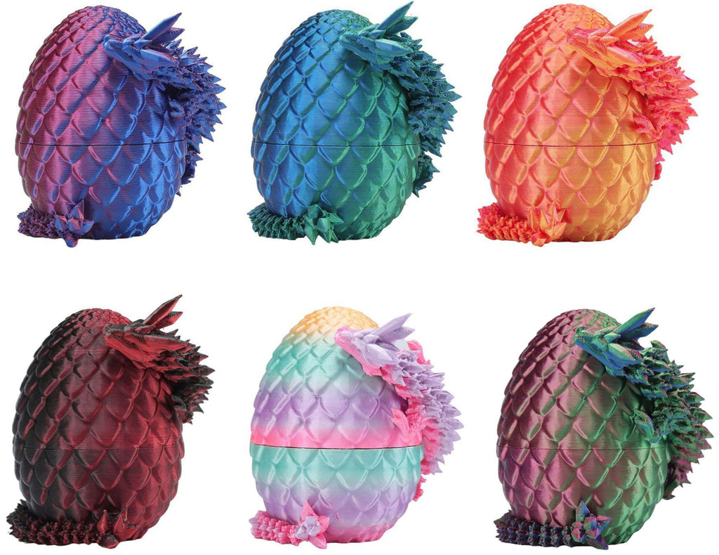 Rapean 6 Pack 3D Printed Dragon Eggs with Dragon Inside Easter Basket Stuffers, Mini Mystery Crystal Easter Toys, Home Desk Decor Surprise Gift 3D Printed Animals Fidget Toys