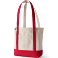 Lands' End Natural Open Top Canvas Tote Natural/heritage Red Medium Regular Handle