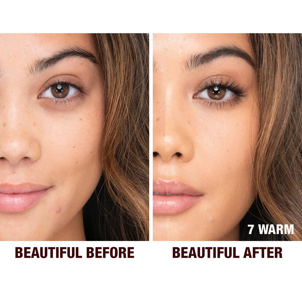 Charlotte Tilbury Beautiful Skin Medium Coverage Hydrating Foundation - Buildable Liquid Makeup for Instant Glow, Plumping Hydration & Lasting Skincare Benefits - 7 Warm