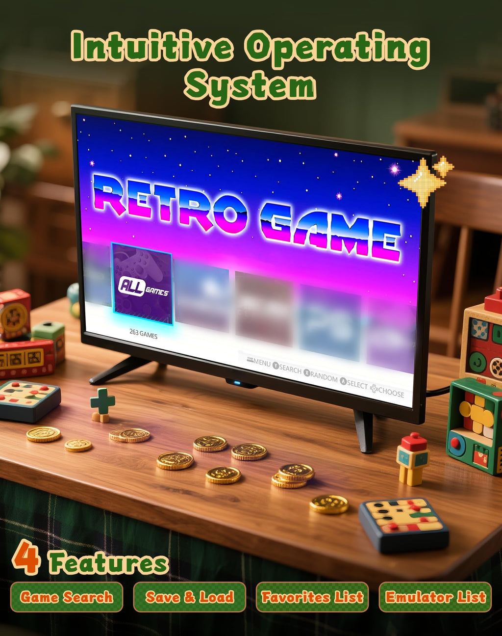 2026 NEW Upgrade Retro Gaming Console Pro, Vide Game Consoles with 4K HDMI, Built-in 20000+ Games & 23 Emulators, Plug and Play Video Gaming Consoles with Upgrade Dual 2.4G Wireless Controllers (64G)