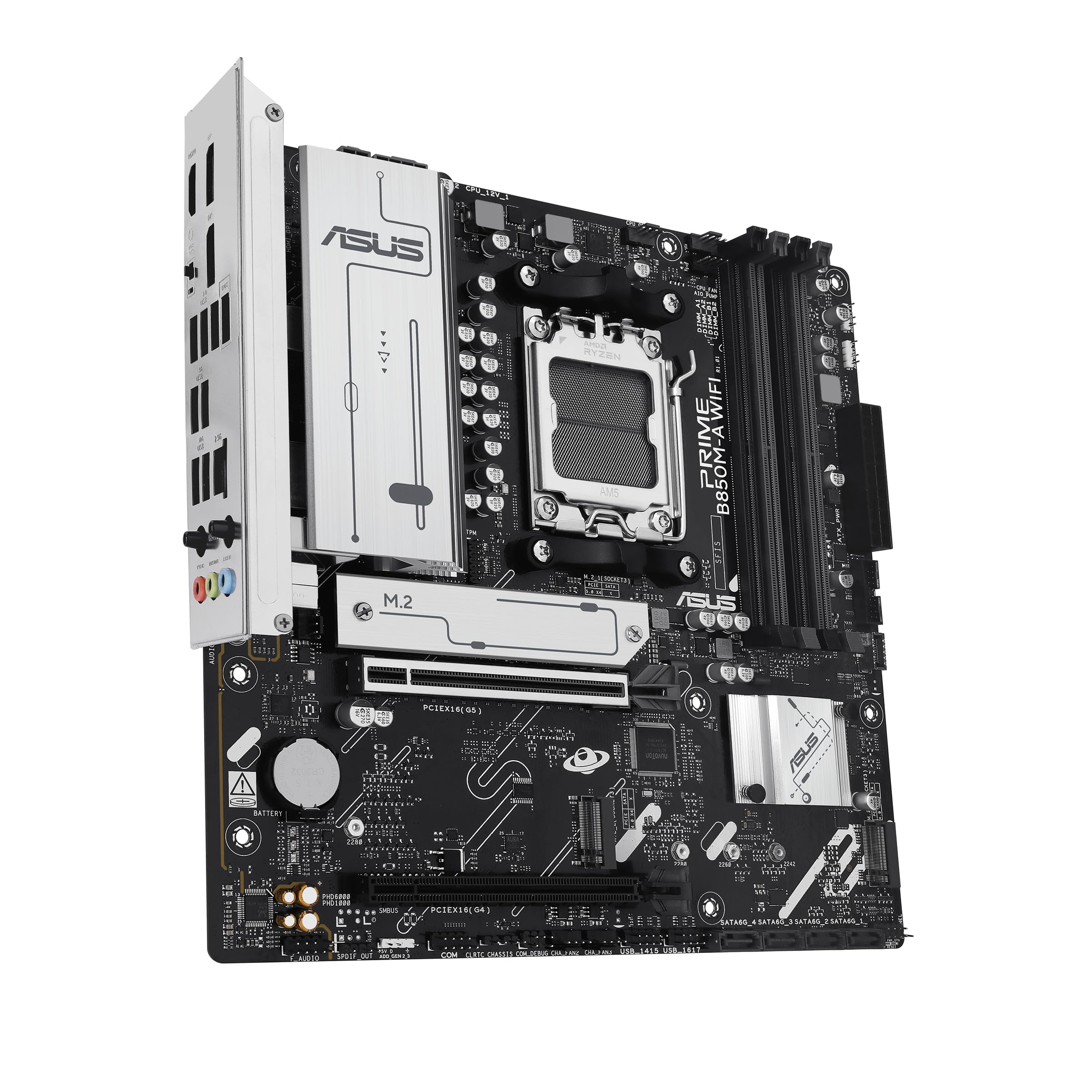 ASUS Prime B850M-A WiFi-CSM AMD AM5 B850 mATX Motherboard, DDR5, PCIe 5.0 Ready, 3X M.2, Wi-Fi 6E, 2.5Gb LAN, DisplayPort, HDMI™, USB Type-C®, ASUS Control Center Express Remote IT Management