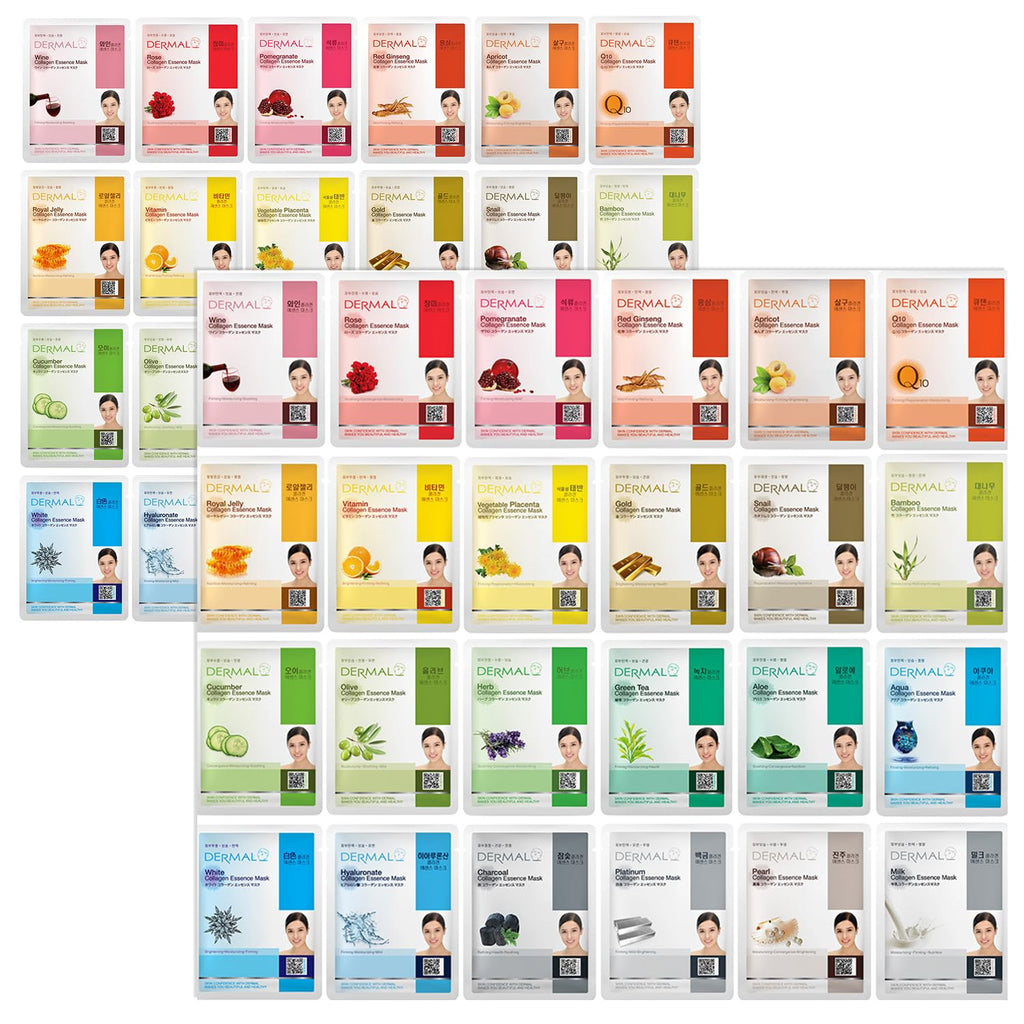 DERMAL 48 Combo Pack Made in Korea Facial Mask – 20+ Years of K-Beauty Experience, Premium Quality Korean Sheet Masks for Daily Skincare Routine