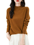 Chanyarn Women's Cashmere Long Sleeve Sweater Mockneck 2025 Fall Winter Seamless Knit Turtleneck Pullover Warm Soft 100% Merino Wool Sweater (Caramel,L)
