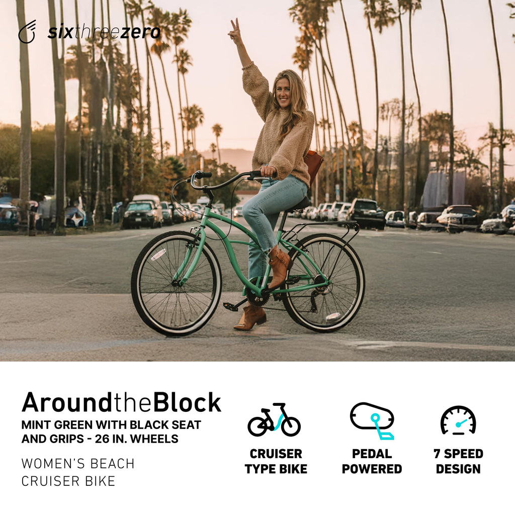 sixthreezero Around The Block Women's Beach Cruiser Bike, Hybrid Bicycle with Rear Rack