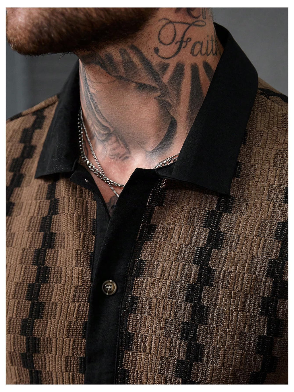 SOLY HUX Men's Summer Striped Shirts Casual Button Down Textured Short Sleeve Collared Vintage Beach Shirts Plain Coffee Brown X-Large