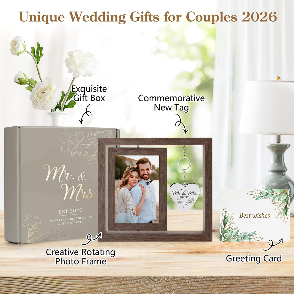 HELORAY Wedding Gifts for Couples Personalized Wedding Gifts for Newlyweds Gift Wedding Picture Frame Mr and Mrs Wedding Presents for Newlyweds Bridal Shower Gift for Bride