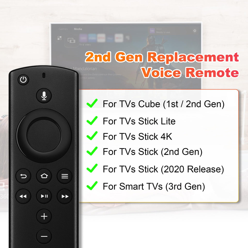 Replacement Voice Remote Control fit for Fire Smart TV Stick,TVs 4K,TV Cube(1st Ge/2nd Gen),Smart TVs(3rd Gen),Not for Samsung/Roku TV