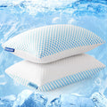 EASELAND Firm Pillows Shredded Memory Foam with Adjustable Fill - Queen Size Set of 2, Removable Cooling Cover for Hot Sleepers, Cool Bed Pillow for Side Back Stomach Sleepers