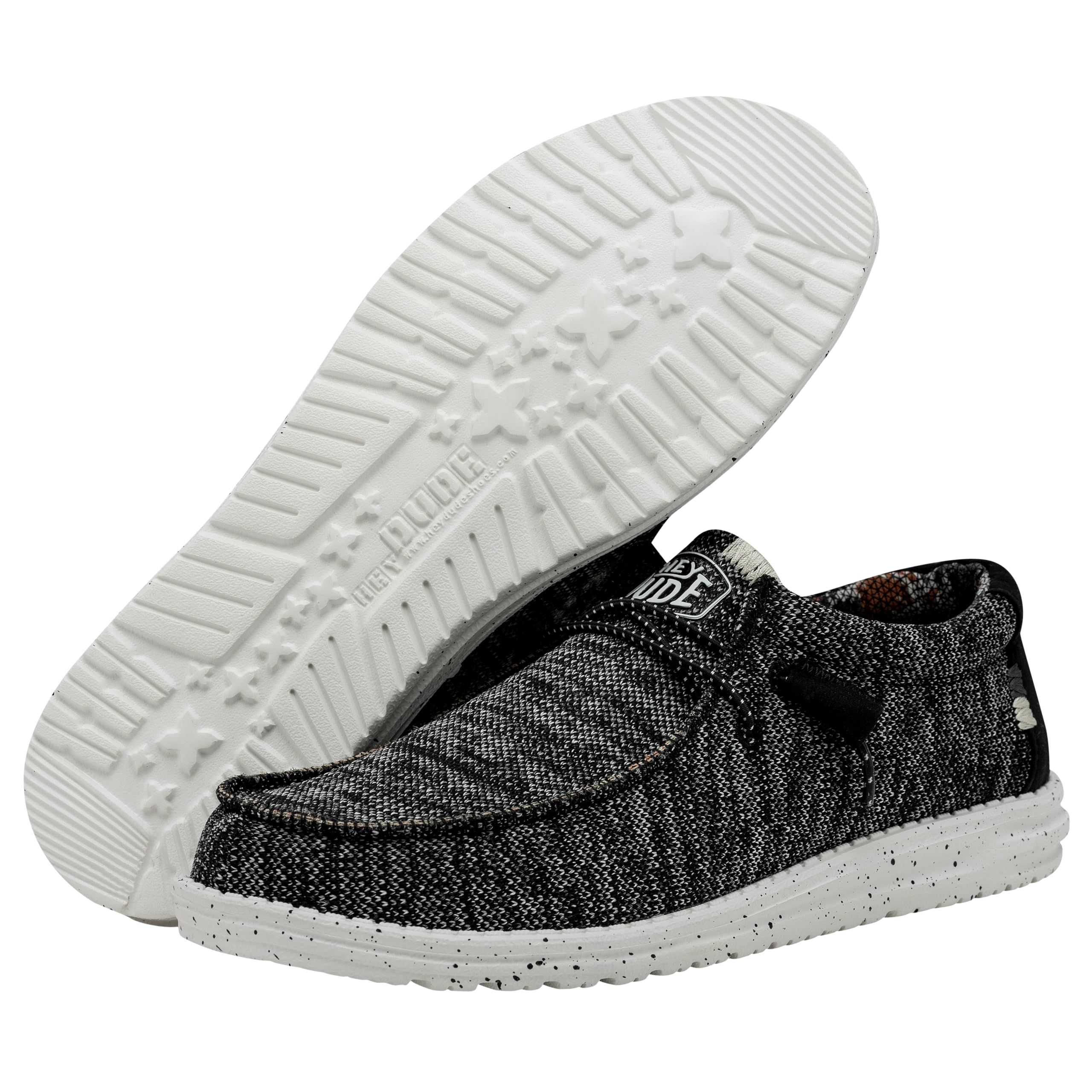 HEYDUDE Men's Wally Sox Black White Size 13 | Men's Loafers | Men's Slip On Shoes | Comfortable & Light-Weight