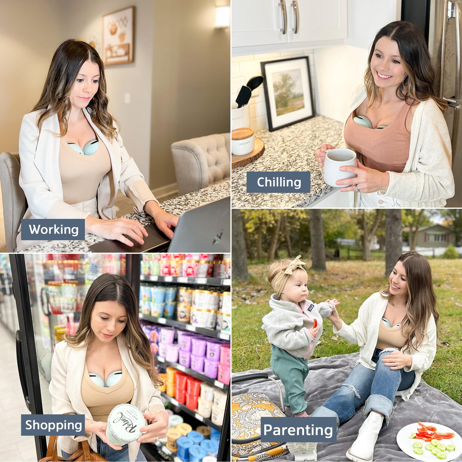 MomMed Wearable Breast Pump (Model S21) – Double Electric Hands-Free Breast Pump, Leak-Proof Design, 3 Modes (Stimulation, Expression, Auto) & 12 Vacuum Levels, Portable and Quiet, Green, 2 Pack