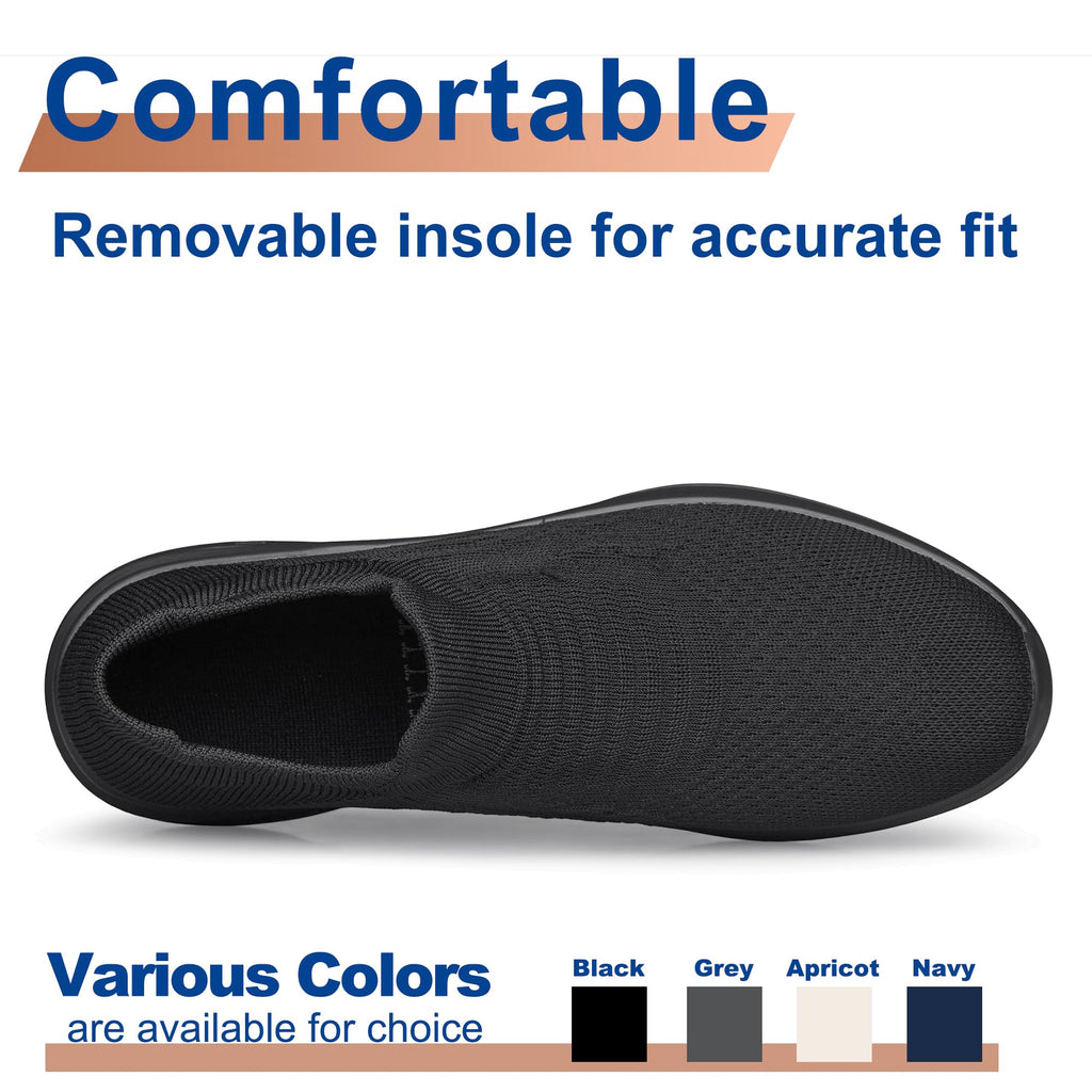 Mens Walking Shoes Slip on Lightweight Comfortable Running Shoes Workout Tennis Athletic Shoes Gym Sneakers Black Size 10