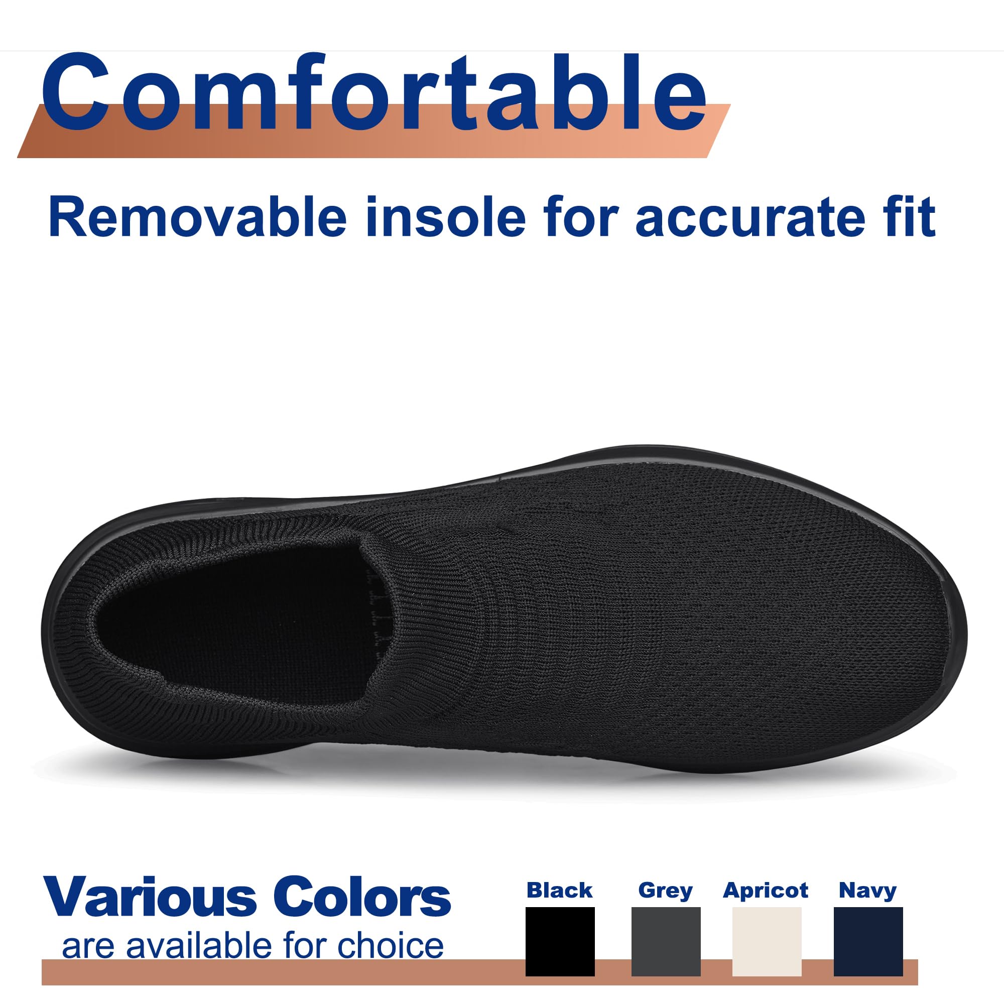 Mens Walking Shoes Slip on Lightweight Comfortable Running Shoes Workout Tennis Athletic Shoes Gym Sneakers Black Size 10