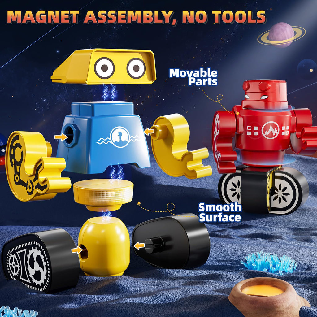 KIZONLY Magnets Robot Building Toys for Kids Ages 3-5 4-8 - 36 PCS Monsters Toys Robot Stacking Building Blocks Set with Storage Box, Creative Learning Christmas and Birthday Gifts for Boys Girls 2-4