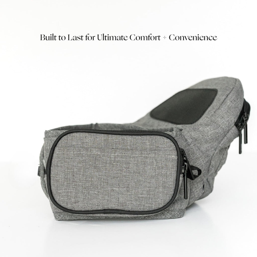 Tushbaby Original Hip Seat Baby Carrier for Babies & Toddlers up to 45 lbs, Safety Certified, Lightweight No-Foam Design with Storage & Nursing Support, Grey