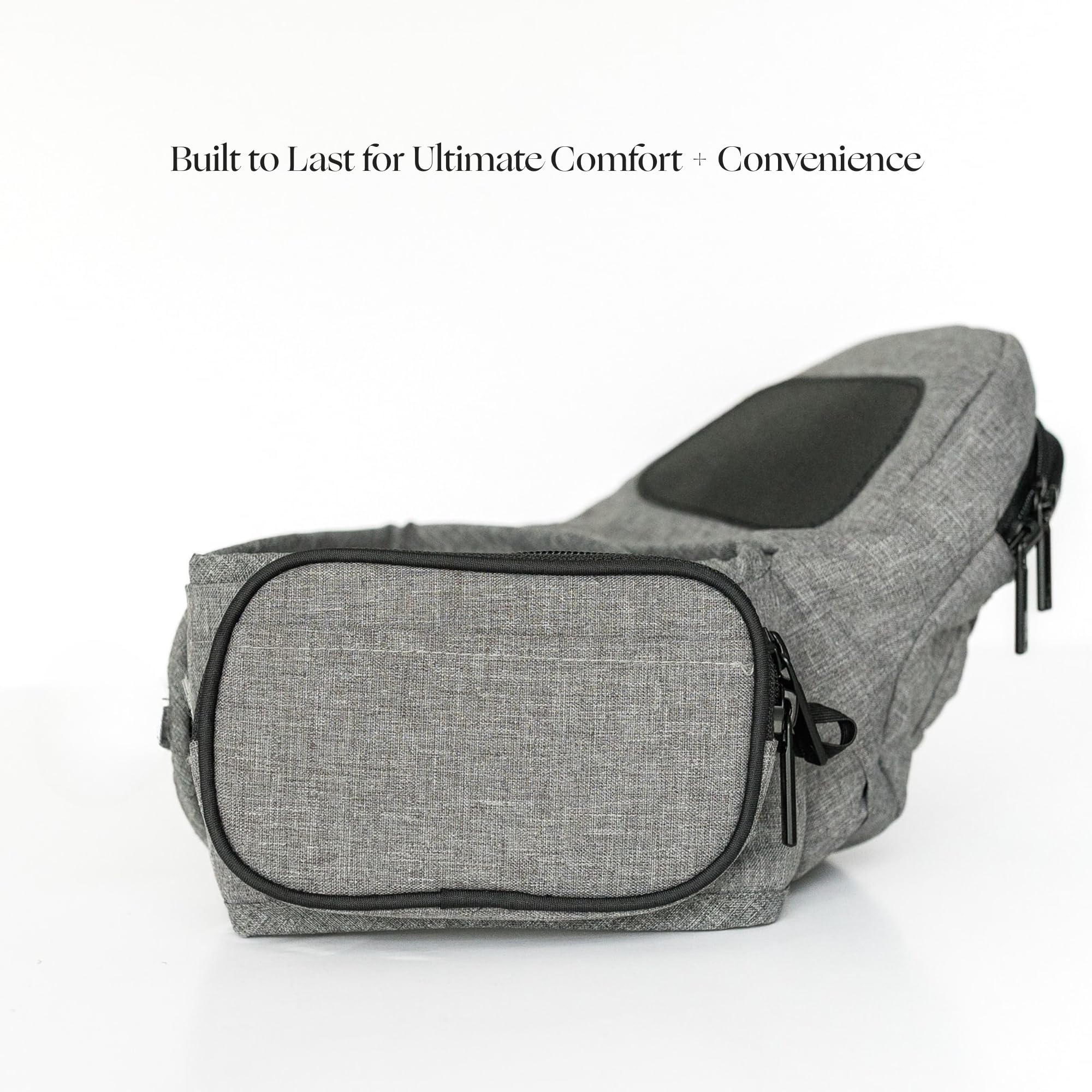 Tushbaby Original Hip Seat Baby Carrier for Babies & Toddlers up to 45 lbs, Safety Certified, Lightweight No-Foam Design with Storage & Nursing Support, Grey