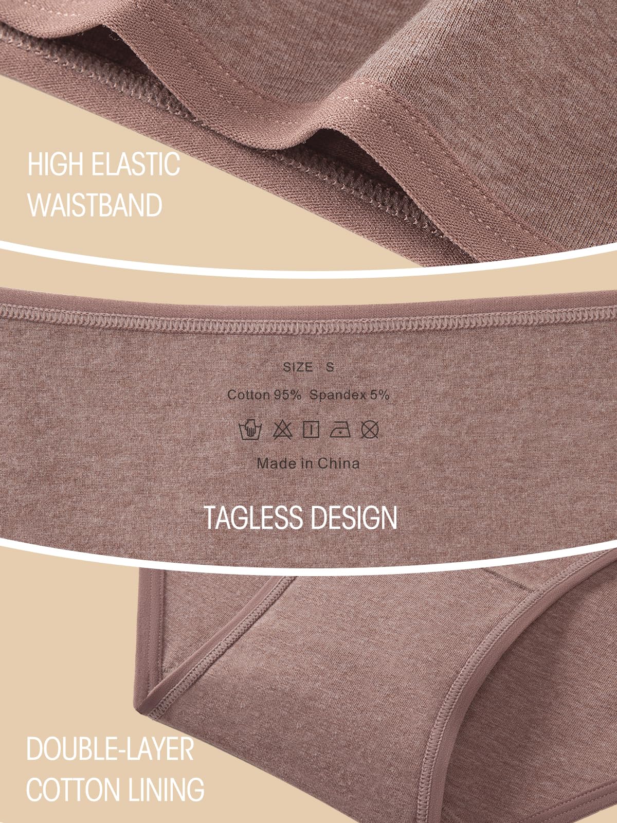 ZPKYDC Cotton Underwear for Women Stretch Bikini Hipster Panties Breathable Low Rise V-Wasited Moisture Wicking Briefs 6 Pack (US, Alpha, Medium, Regular, Regular, A-6 Pack 6 Colors)