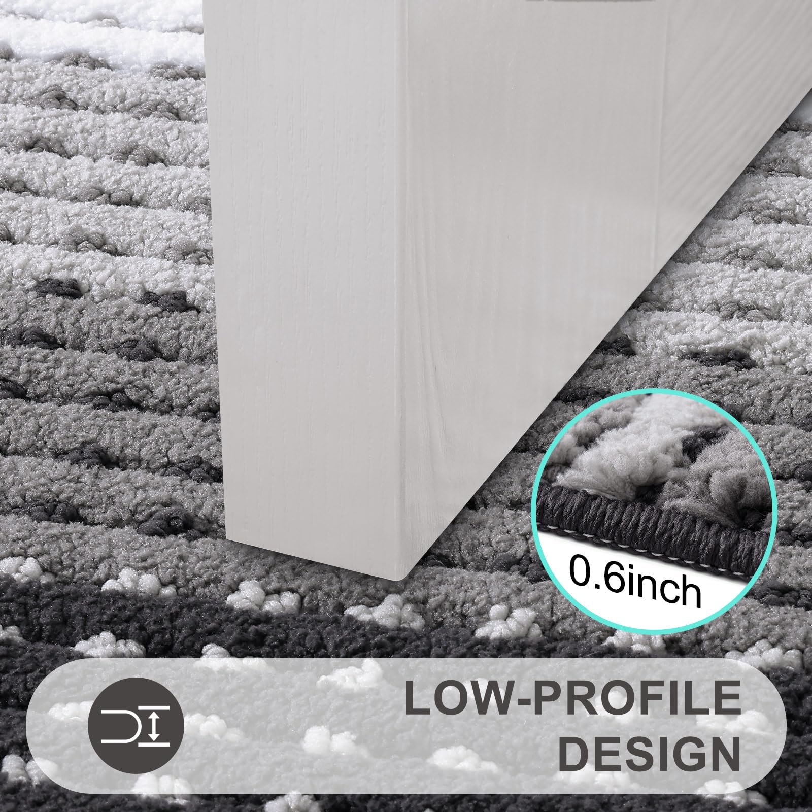Kitinjoy Indoor Outdoor Door Mat, 32x20 Non-Slip Absorbent Dirt Trapper, Low-Profile Washable Inside Entrance Front Floor Mat, Sturdy Soft Entry Dotted Ombre Doormats for Entryway, Grey