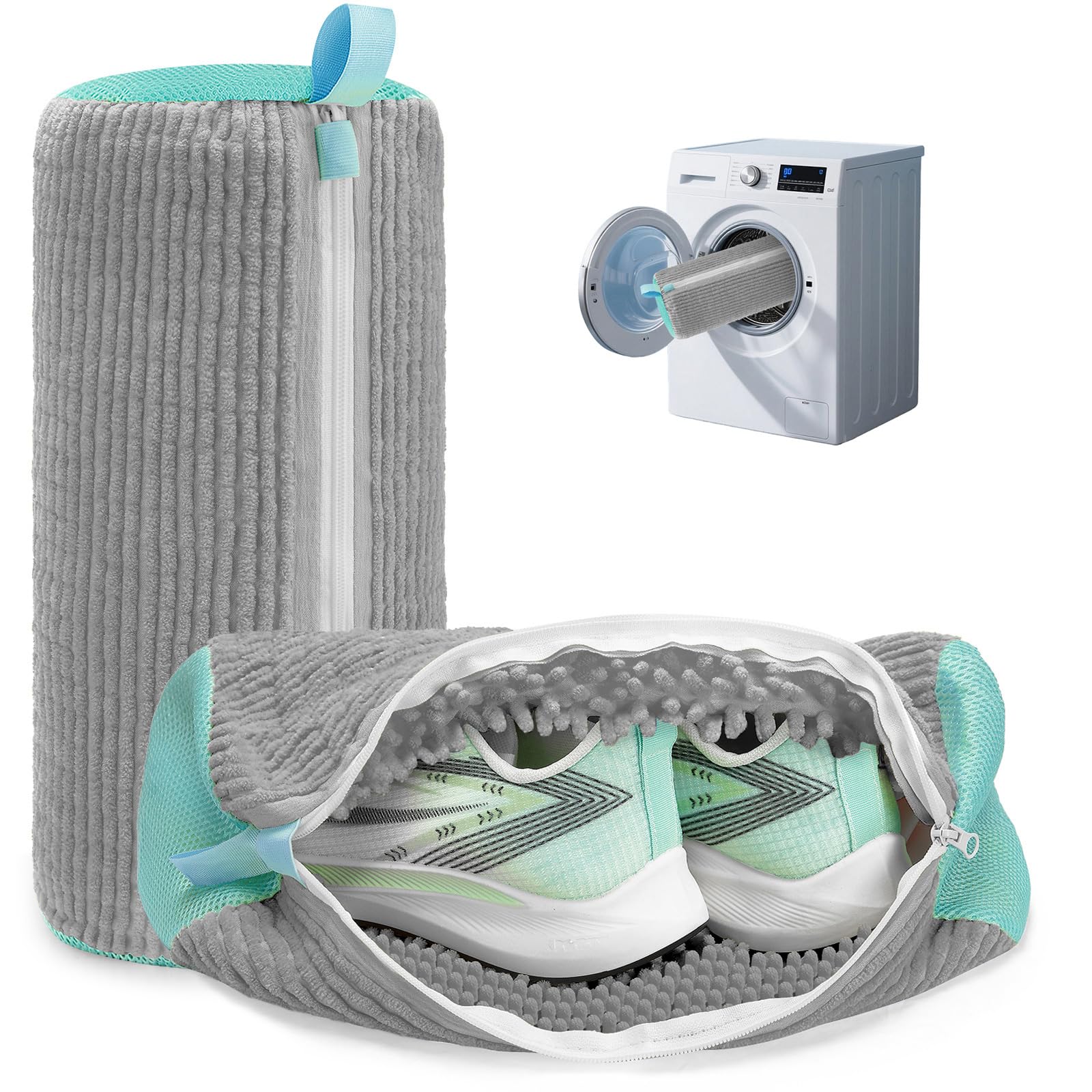 Shoe Washing Machine Bag Laundry Shoe Bag for Washer and Dryer Reusable 2pc Shoe Cleaning Bags for Sneakers 360° Deep Cleaning Machine for All Shoes Types With Self-locking Zipper