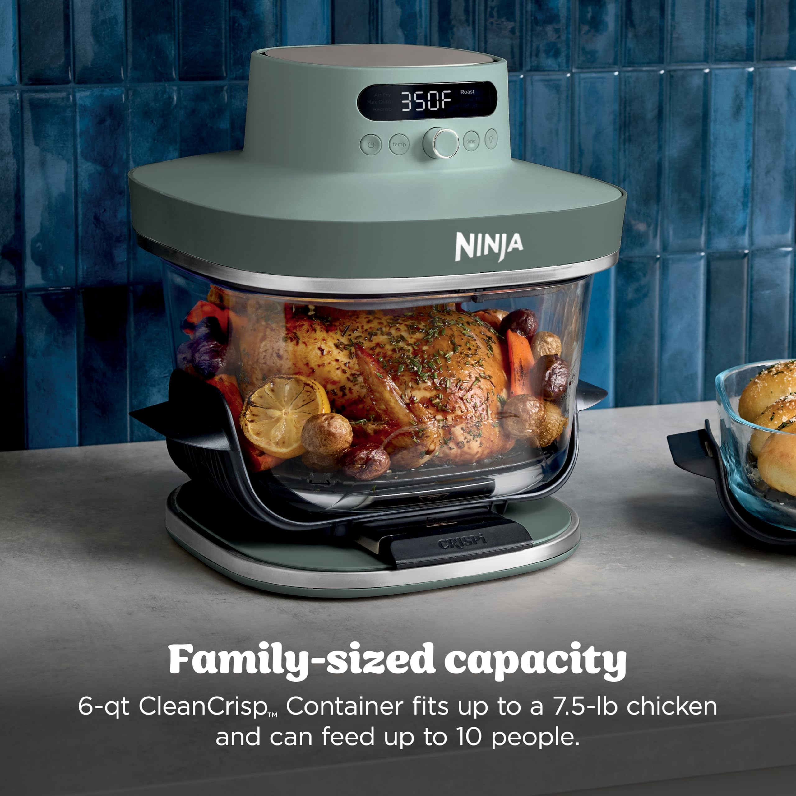 Ninja Crispi Pro 6-in-1 Glass Air Fryer | 450°F, Nontoxic, 6qt & 2.5qt Containers & Lids | Microwave, Freezer, Dishwasher Safe | Max Crisp, Air Fry, Bake, Roast, Recrisp, Dehydrate | Ash Grey, AS101DG