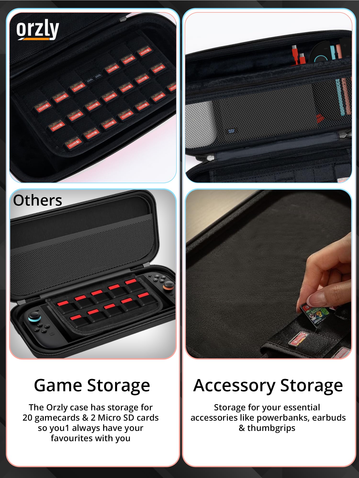 Orzly Case Compatible with Nintendo Switch 2 Protective Carry Case (2025 Model) with Screen Padding, Game Card microSD Pockets for Console and Accessories Screen Size 7.9" - Gift Boxed