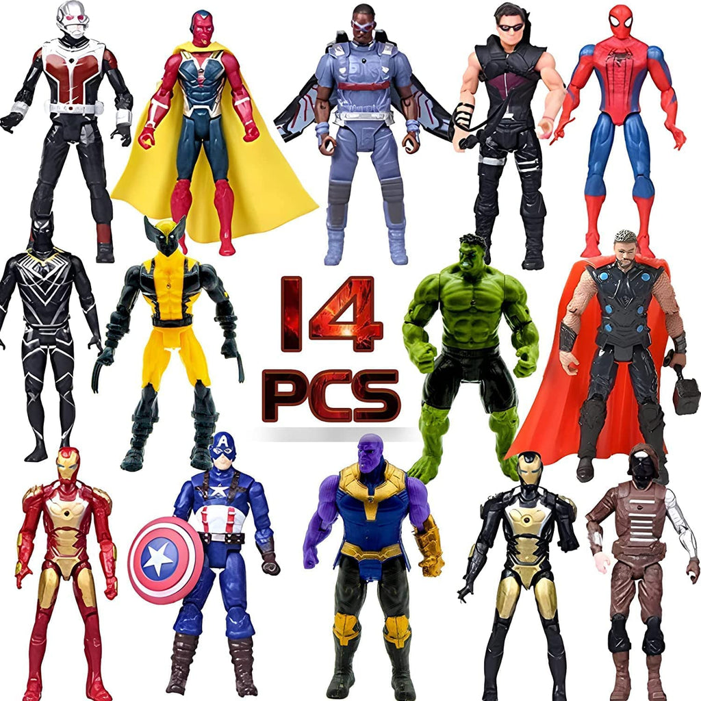 MUKSSE 14 pcs Big Set Superhero Action Figures – Collectible Models 6.5-inches Tall, Exclusive Set SuperHero Toys, Holiday Gift for Kids, Figure Cake Topper