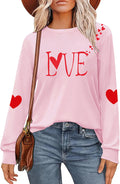 Valentines Day Shirt for Women: Love Heart Graphic Long Sleeve Valentine Pullover Tops Casual Valentines Gifts