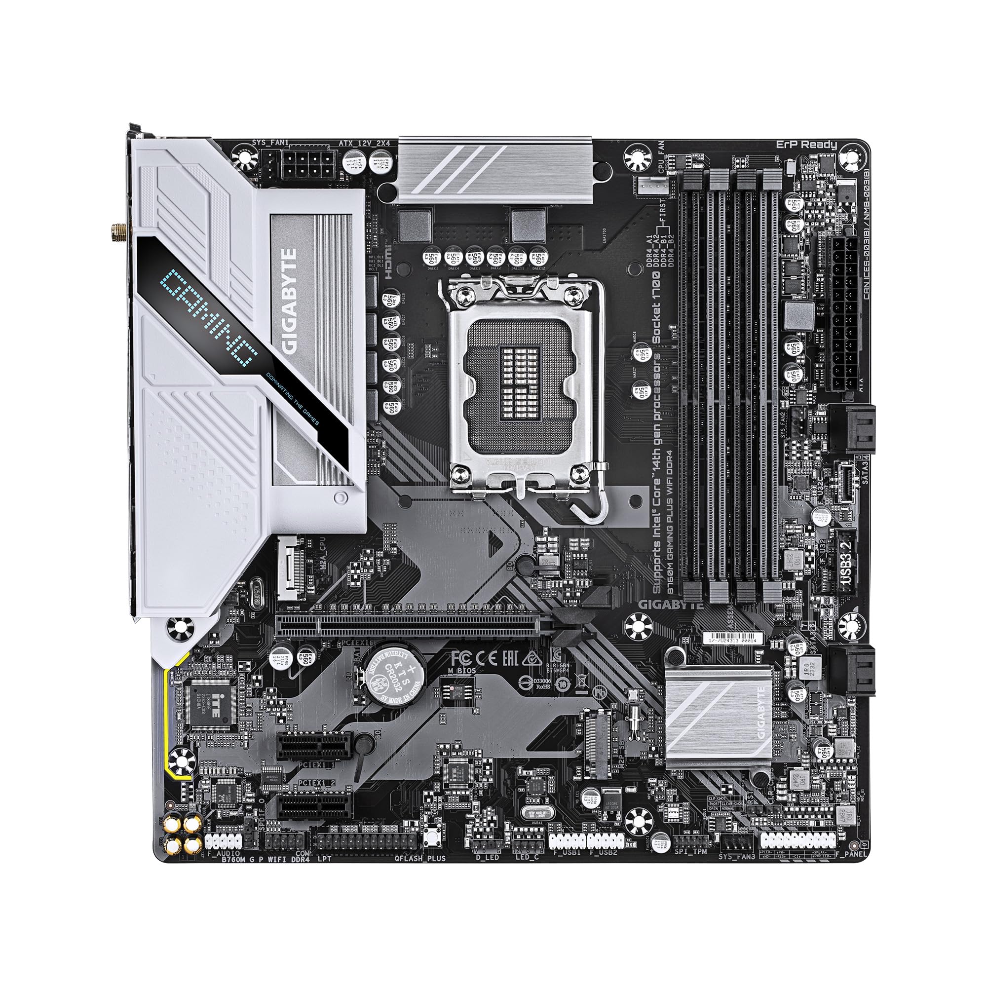 GIGABYTE B760M Gaming Plus WiFi DDR4 Intel LGA 1700 mATX Motherboard, Supports Intel Core 14th/13th/12th Gen, DDR4, 4+1+1 Power Phase, 2X M.2, PCIe 4.0, Front USB-C, WIFI6, GbE LAN, PCIe EZ-Latch