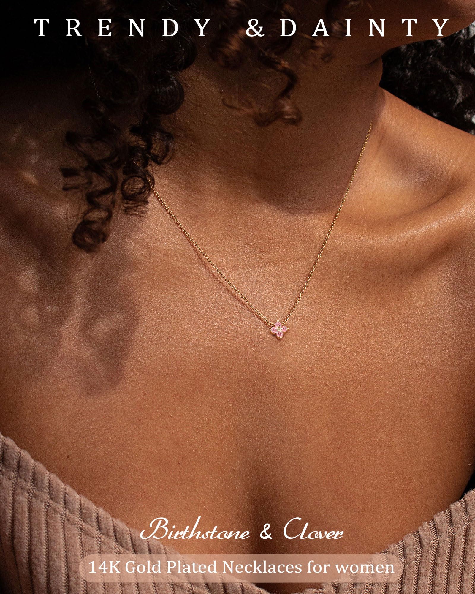 ZHESHY Birthstone Gold Necklaces for Women Dainty Non Tarnish 14K Gold Plated Diamond Necklace Cubic Zirconia Pendant Necklaces Women Gold Trendy Jewelry Bridesmaid Birthday Christmas Mothers Day Gifts