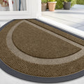 OLANLY Half Circle Door Mat Indoor Outdoor Entrance Welcome, Waterproof All-Season, All-Weather Doormat, Sturdy Natural Rubber, Low Profile, Easy Clean Patio Porch Entryway Mat, 47x32, Brown