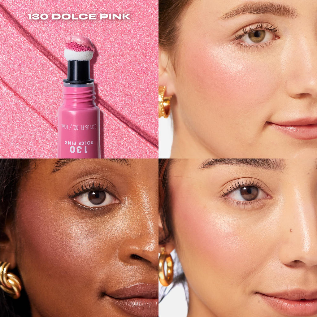 Milani Cheek Kiss Liquid Blush + Glow, Creamy 2-in-1 Blush for Cheeks and Highlighter Makeup for Dewy, Radiant Finish - 130 Dolce Pink