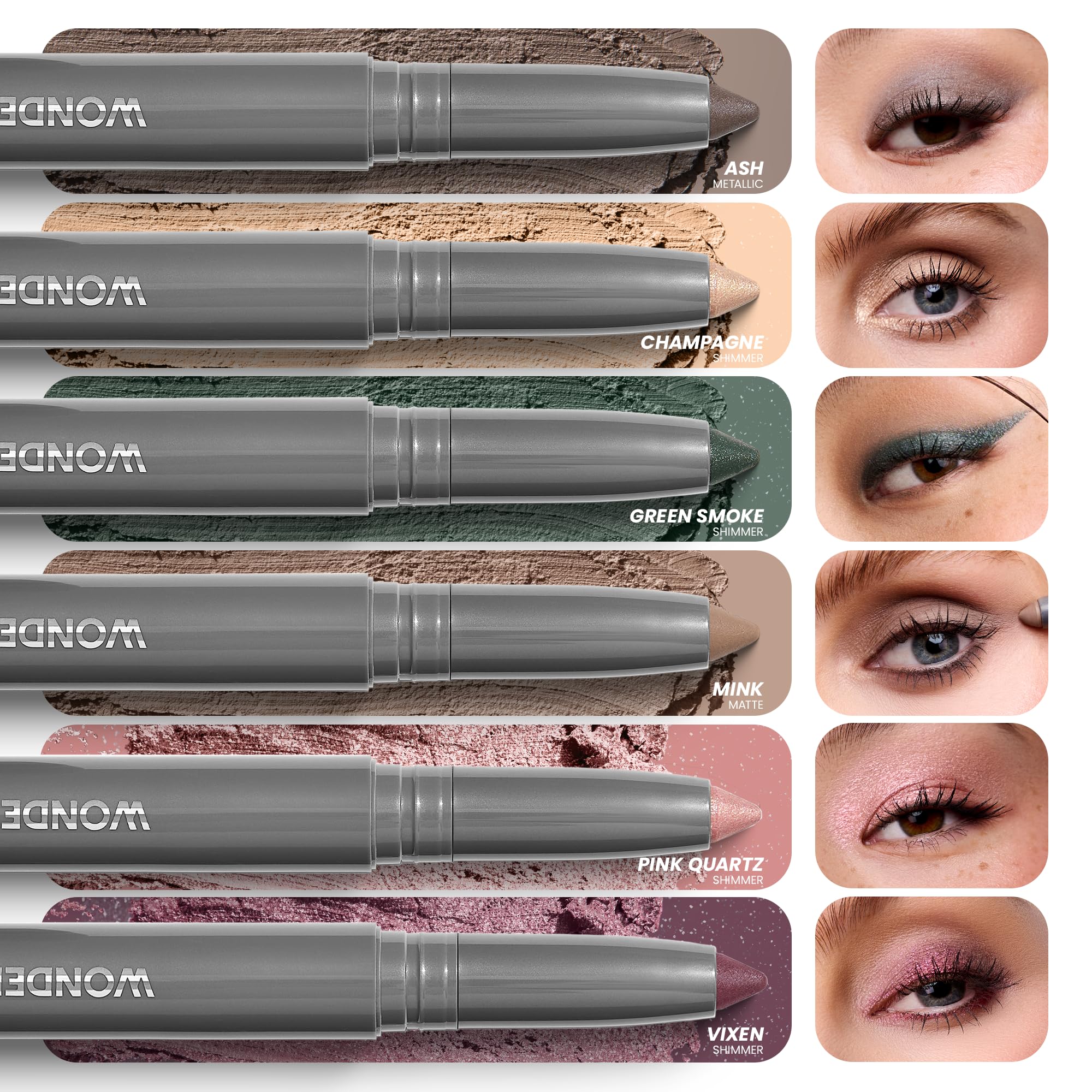 Wonderskin IYKYK Eyeshadow Stick - Longwear Eye Shadow Sticks, Budge-Proof & Waterproof Shimmer Eyeshadow Stick with Built-in Sharpener (Vixen)