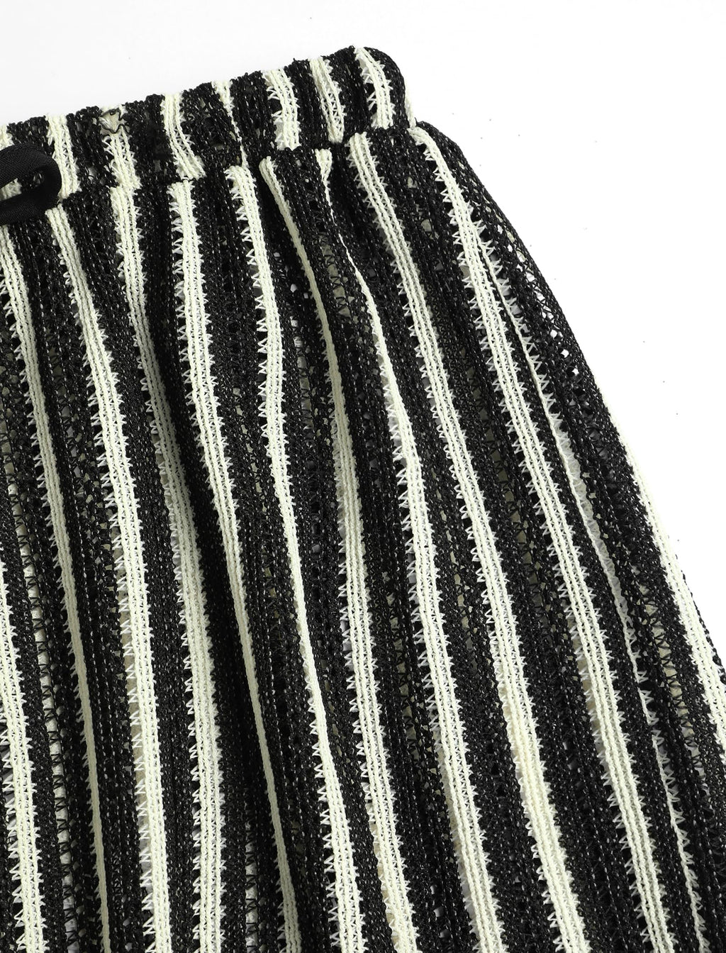 ZAFUL Womens Beach Cover Up Pants Sexy Crochet Drawstring Elastic Boho Swimsuit Cover Up Long Pants Beach Wear 1-Black&White S