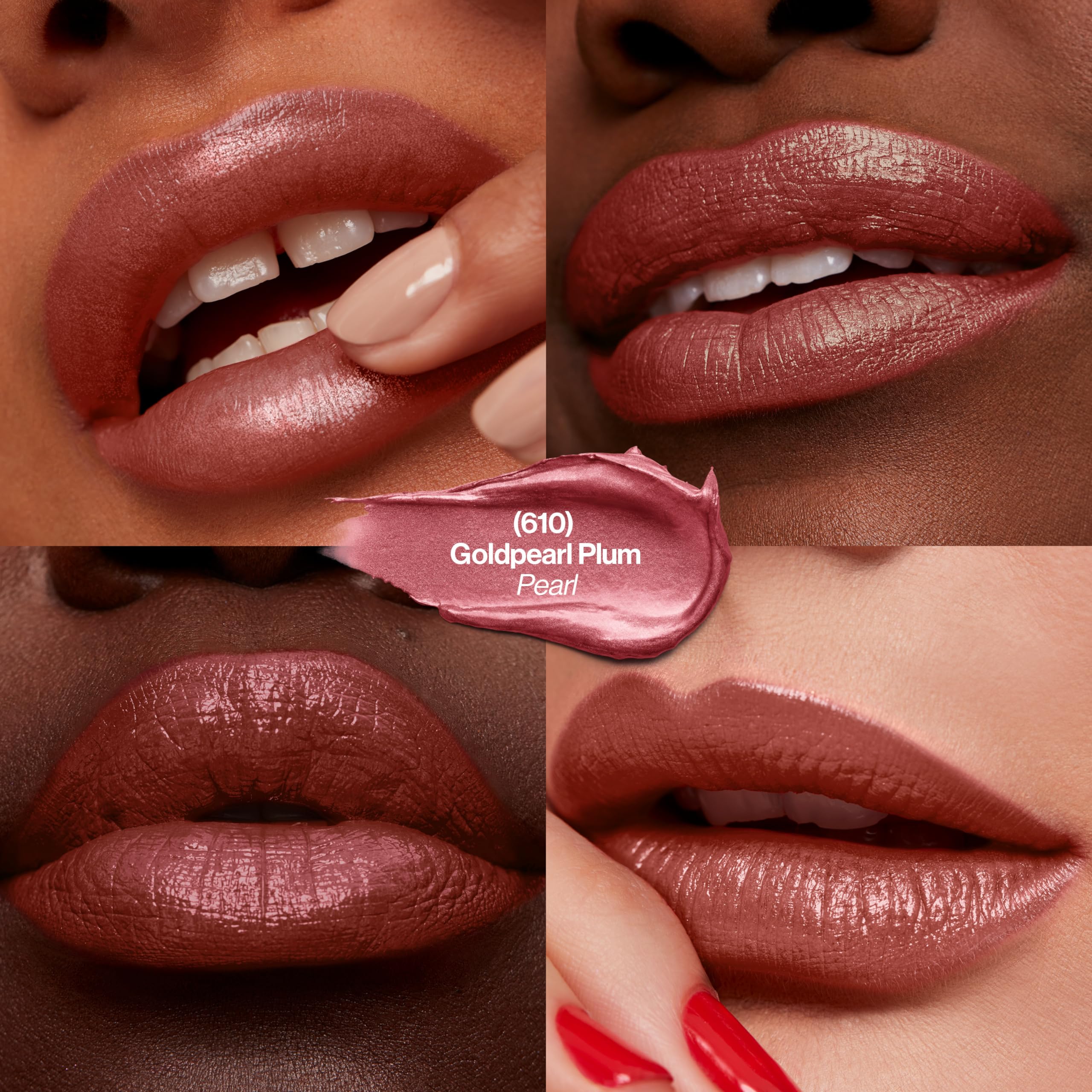 Revlon Super Lustrous Lipstick, Creamy Formula For Soft, Fuller-Looking Lips, Moisturized Feel, 610 Goldpearl Plum, 0.15 oz