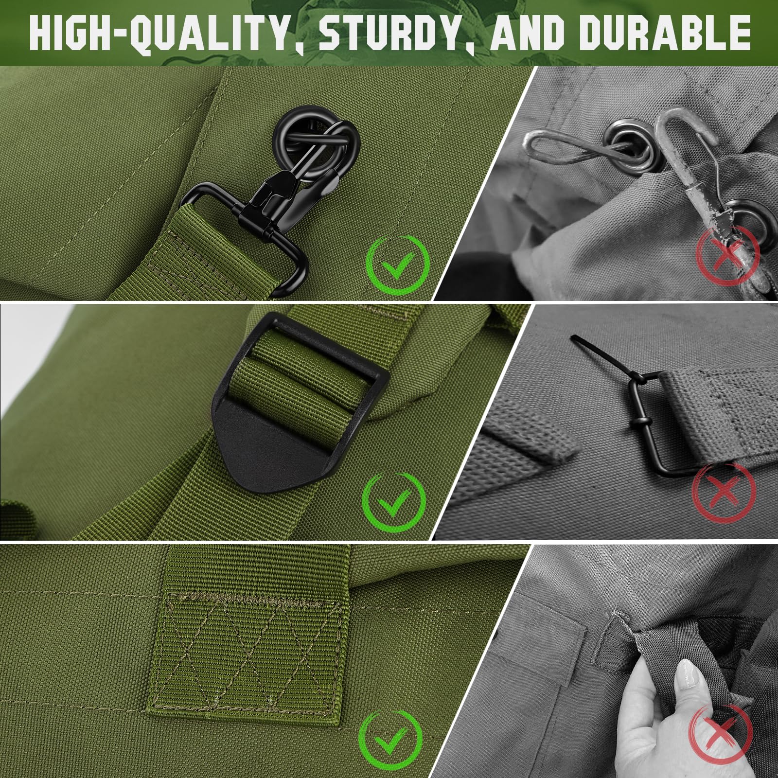 MOZETO Military Duffle Bag, 110L Extra Large Sea Bag with Backpack Straps Heavy Duty Army Duffle Bag for Camp, College Dorm or Laundry Bag