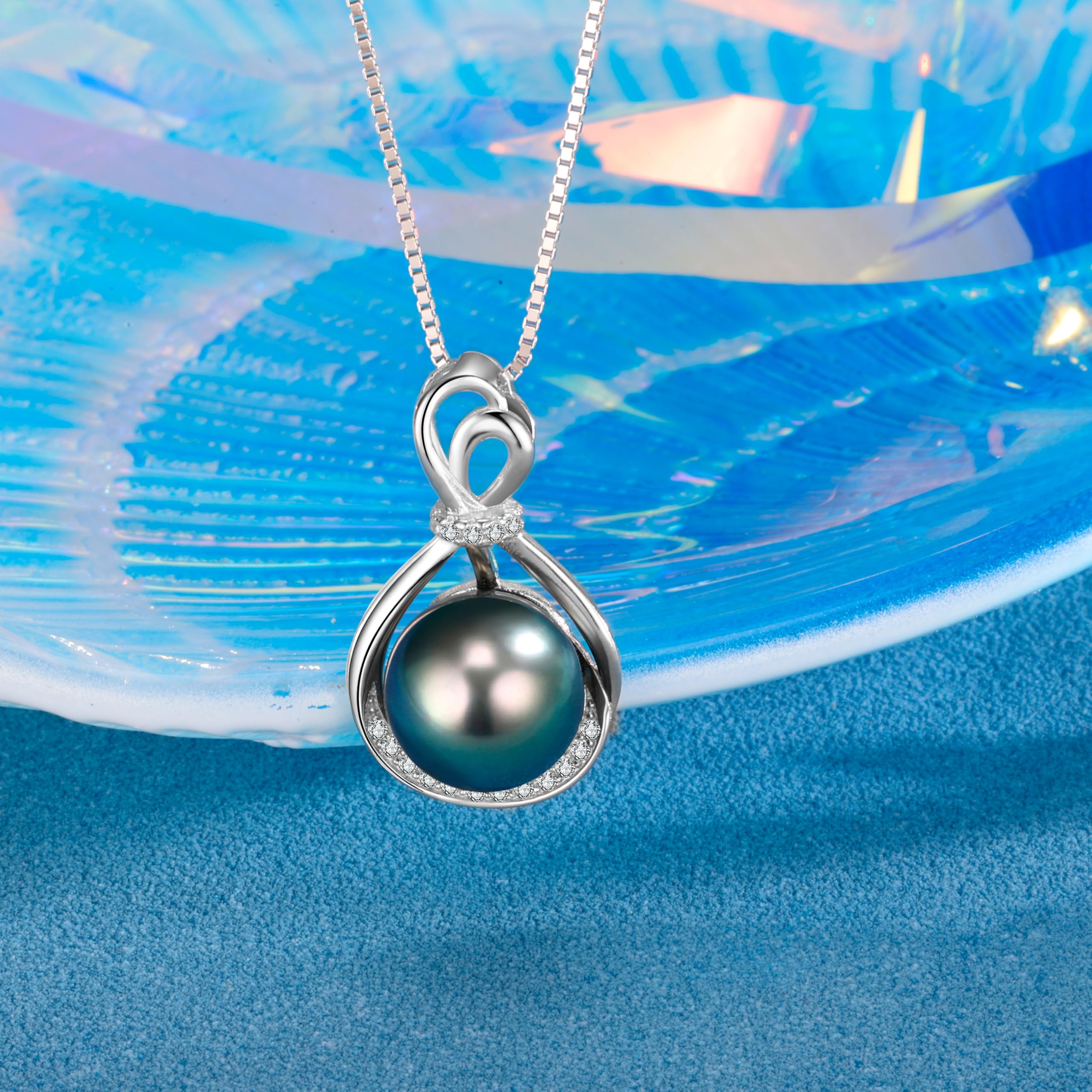 NONNYL Valentine's Day Gifts for Her Birthday Gift for Women Her Mom Wife Girlfriend Grandma on Tahitian Black Pearl Necklace for Women Mothers Day Christmas Anniversary Romantic Luxury Jewelry