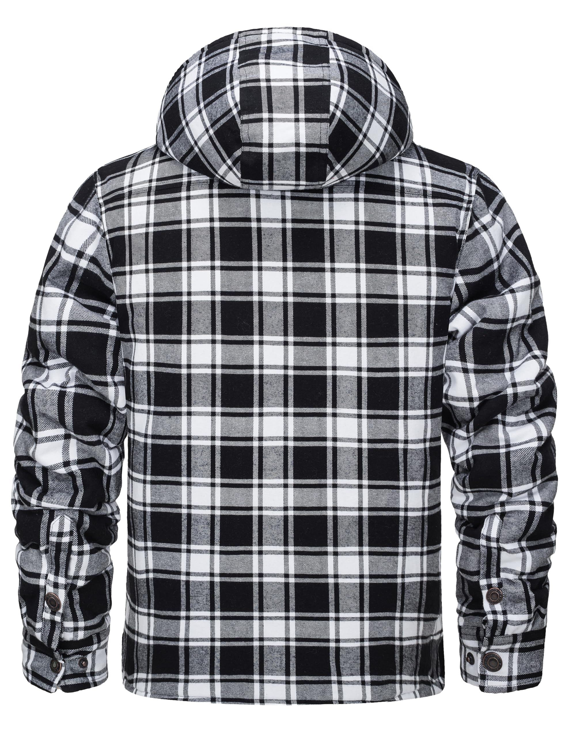 MAGNIVIT Men's Flannel Plaid Jacket Warm Sherpa Lined Fleece Hoodies for Men Thick Jackets Winter Coat BlackWhite
