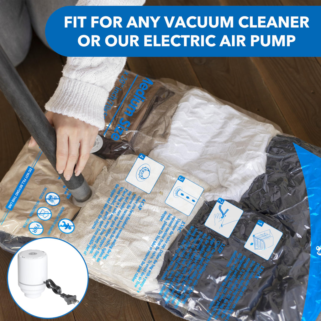 Vacuum Seal Bags for Clothing Travel & Home Storage, travel vacuum bags with pump, Store Blankets, Comforters, Pillows, Seasonal Clothes Compactly,24 Pack With Electric Pump