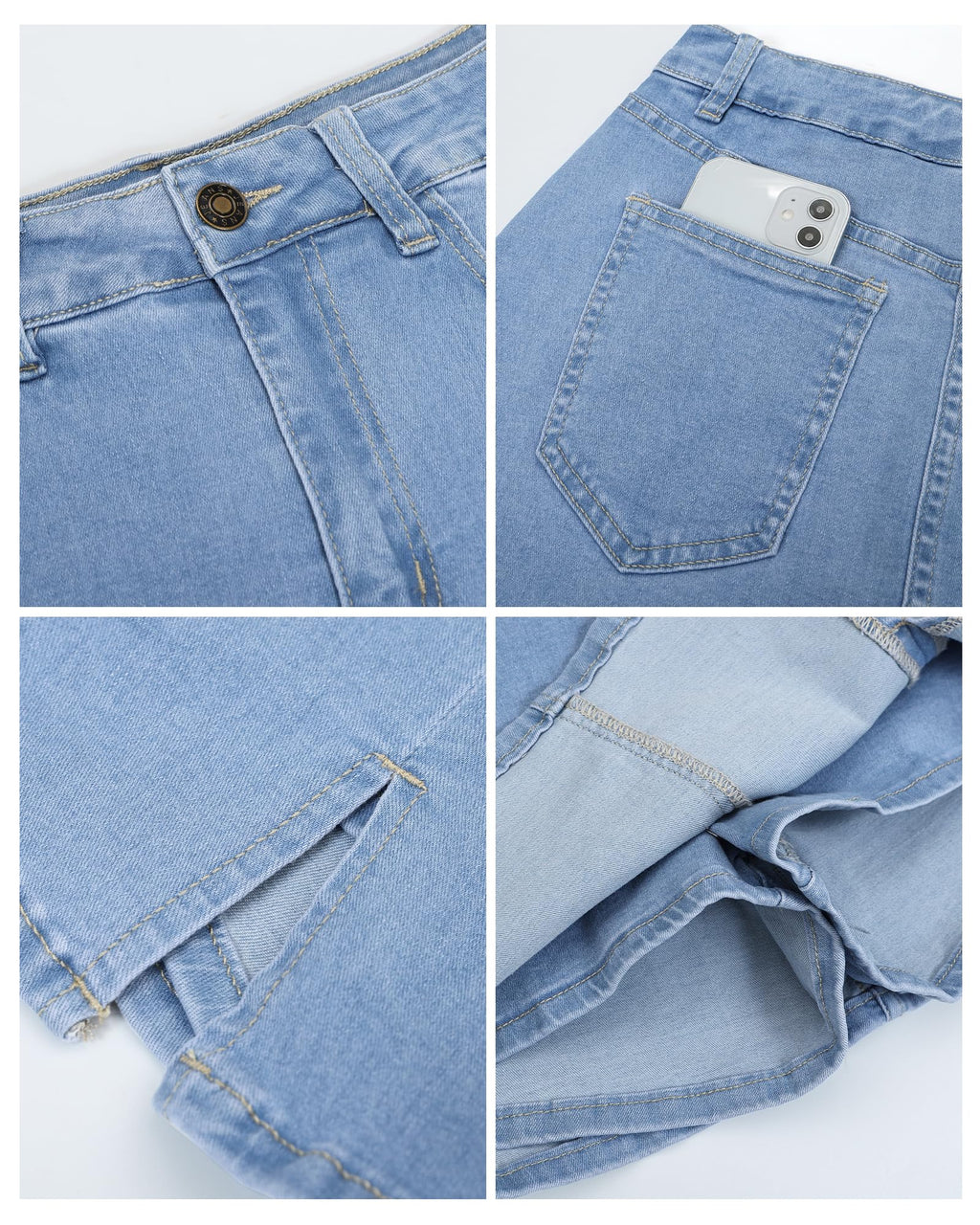 Vetinee High Waisted Jean Skorts for Women - Casual Mini Denim Skirt Blue Fog Medium Size 8/10